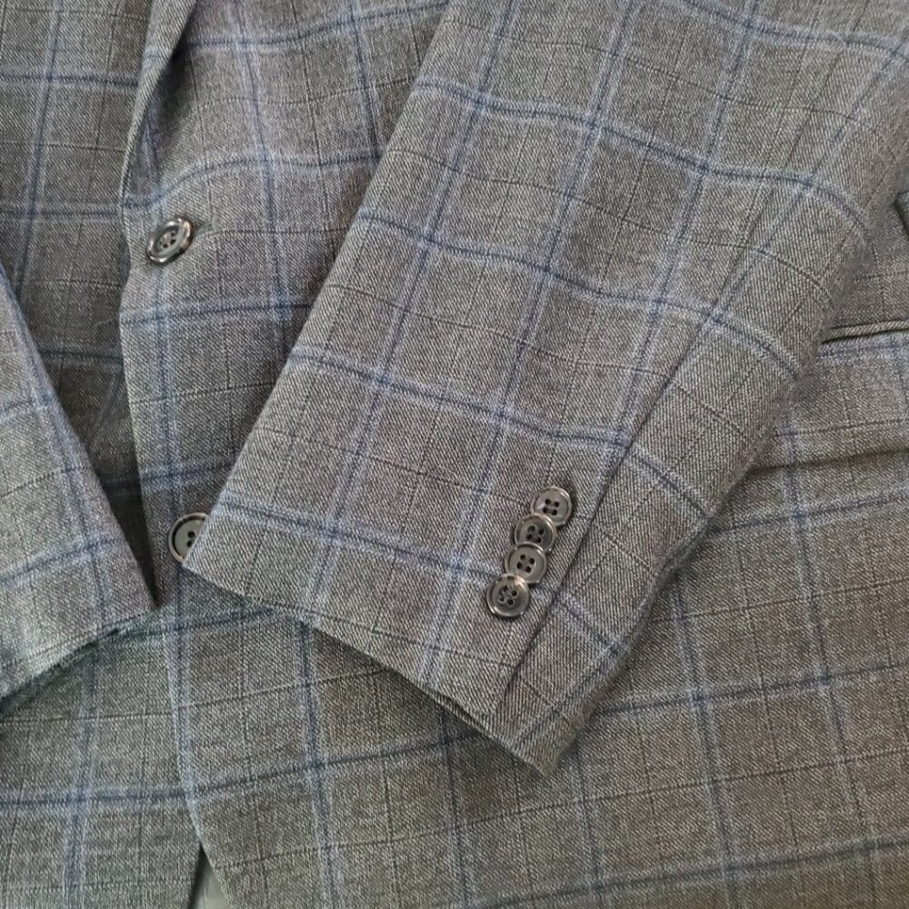 Ralph Ralph Lauren Suit Jacket Sport Coat Blazer 50L Blue Windowpane Wool - Picture 4 of 15